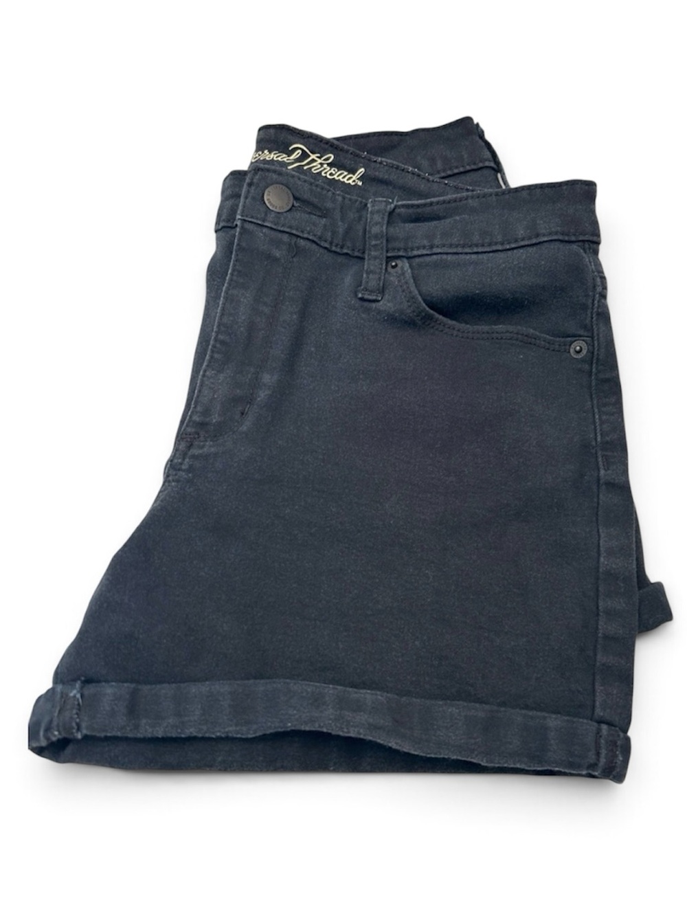 Universal Thread Women's Black Rolled-Hem Denim Shorts